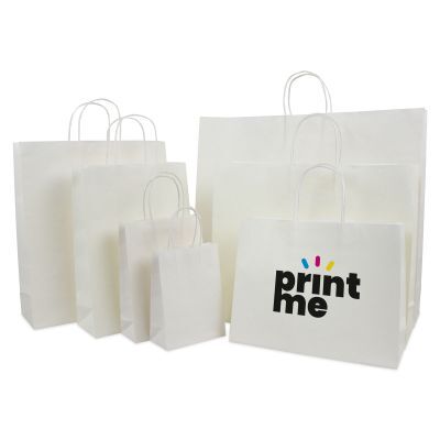 Shopper di carta di lusso con manici ritorti e fondo in cartone 54+13x46 cm Bianco (100 pz) [FP-DPT006]