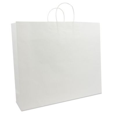 Shopper di carta di lusso con manici ritorti e fondo in cartone 54+13x46 cm Bianco (100 pz) [FP-DPT006]