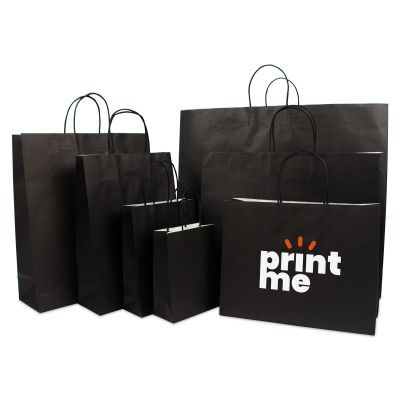 Shopper di carta di lusso con manici ritorti e fondo in cartone 54+13x46 cm Nero (100 pz) [FP-DPT007]