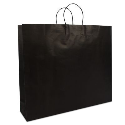 Shopper di carta di lusso con manici ritorti e fondo in cartone 54+13x46 cm Nero (100 pz) [FP-DPT007]