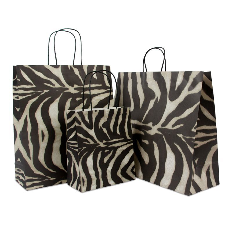 Shopper di carta intrecciate 22+10x26 cm Zebra (200 pz) [FP-DPT025]