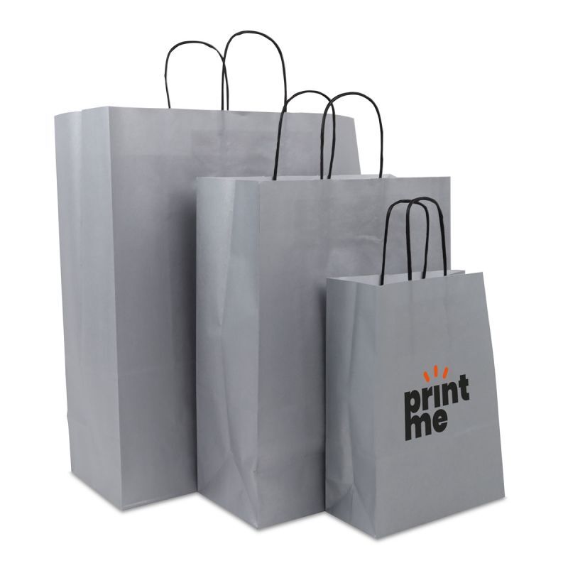 Shopper di carta intrecciate Tinta unita 18+8x24 cm Argento (250 pz) [FP-DPT072]