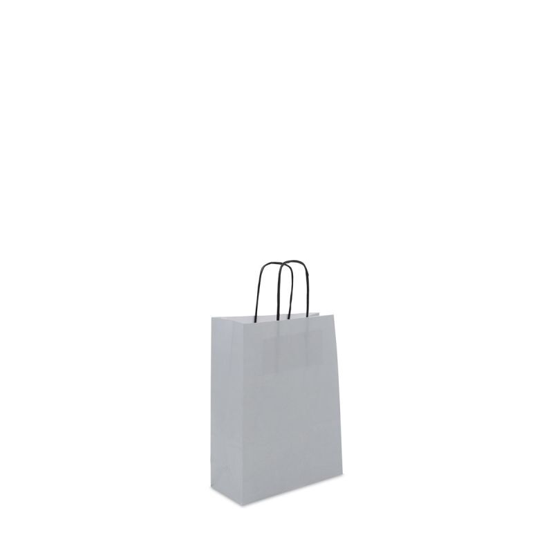 Shopper di carta intrecciate Tinta unita 18+8x24 cm Argento (250 pz) [FP-DPT072]