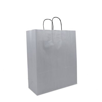 Shopper di carta intrecciate Tinta unita 35+14x41 cm Argento (250 pz) [FP-DPT074]