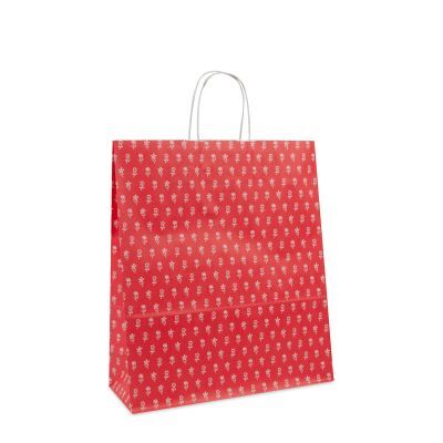 Shopper di carta intrecciate Fiori 35+14x41 cm Rosso (250 pz) [FP-DPT084]