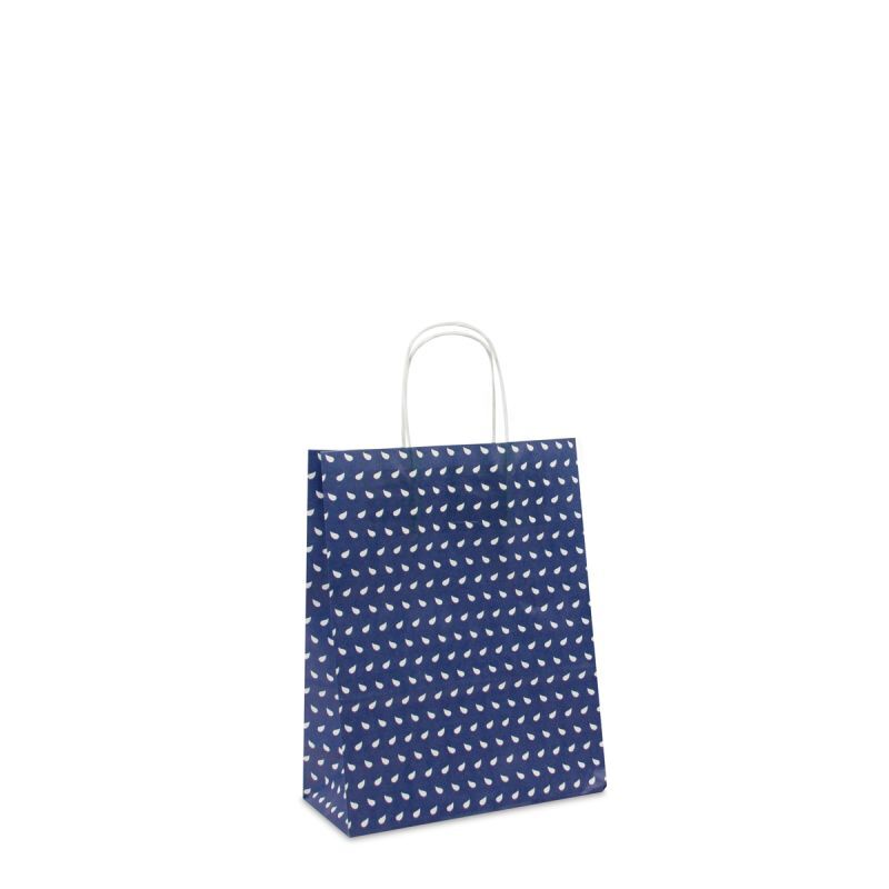 Shopper di carta intrecciate Onda 22+10x28 cm Blu scuro (250 pz) [FP-DPT086]