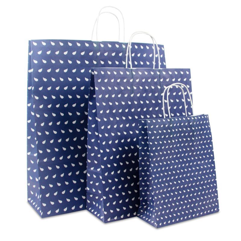 Shopper di carta intrecciate Onda 32+12x41 cm Blu scuro (250 pz) [FP-DPT087]