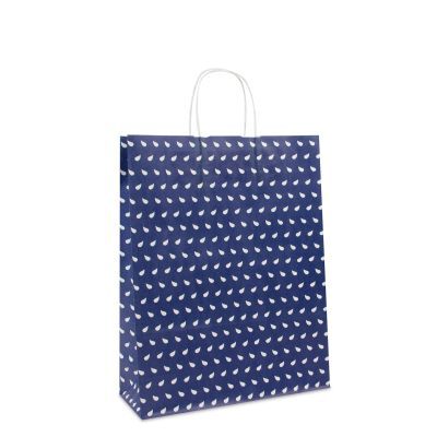 Shopper di carta intrecciate Onda 32+12x41 cm Blu scuro (250 pz) [FP-DPT087]