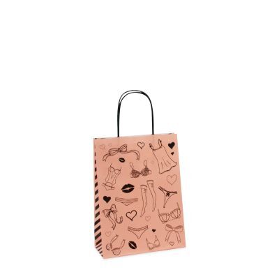Shopper di carta intrecciate Lingerie 18+8x24 cm Rosa chiaro (300 pz) [FP-DPT089]