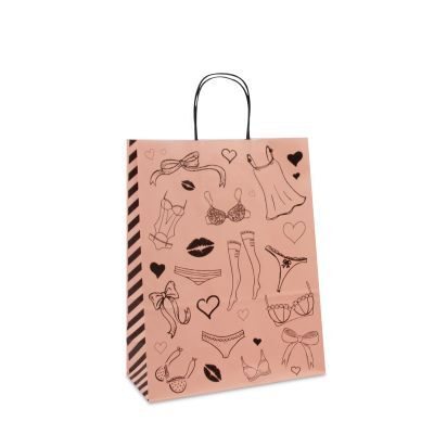 Shopper di carta intrecciate Lingerie 26+12x34 cm Rosa chiaro (250 pz) [FP-DPT090]