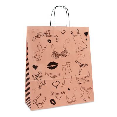Shopper di carta intrecciate Lingerie 35+14x41 cm Rosa chiaro (250 pz) [FP-DPT091]