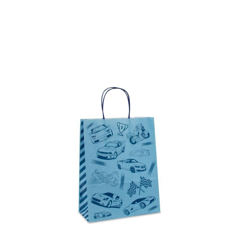 Shopper di carta intrecciate Gara 22+10x28 cm Blu (250 pz) [FP-DPT092]