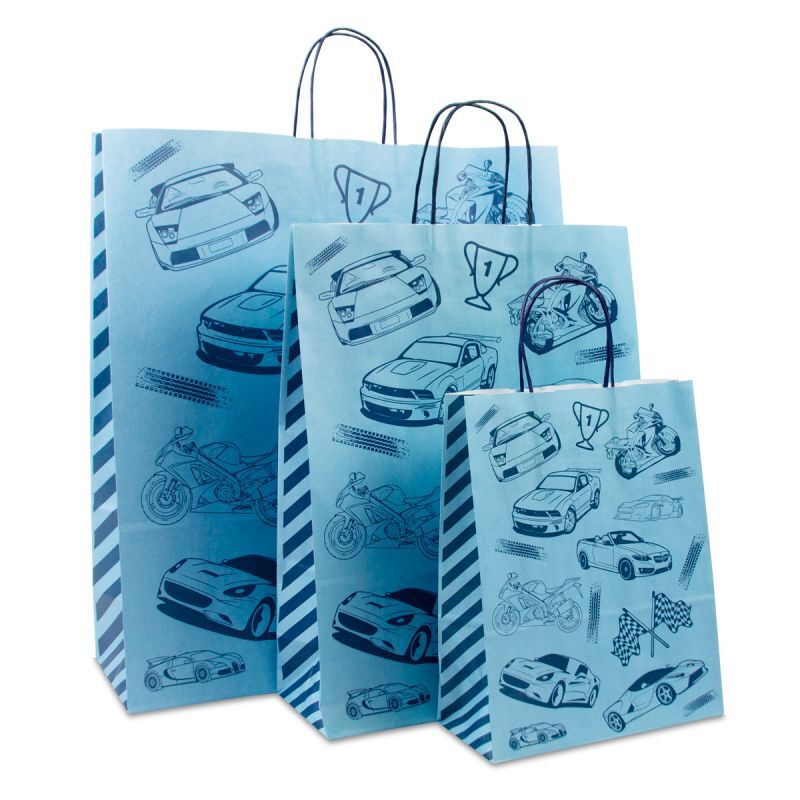 Shopper di carta intrecciate Gara 32+12x41 cm Blu (250 pz) [FP-DPT093]