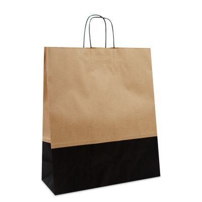 Shopper di carta intrecciate Bicolore marrone/nero 35+14x41 cm Marrone (250 pz) [FP-DPT106]