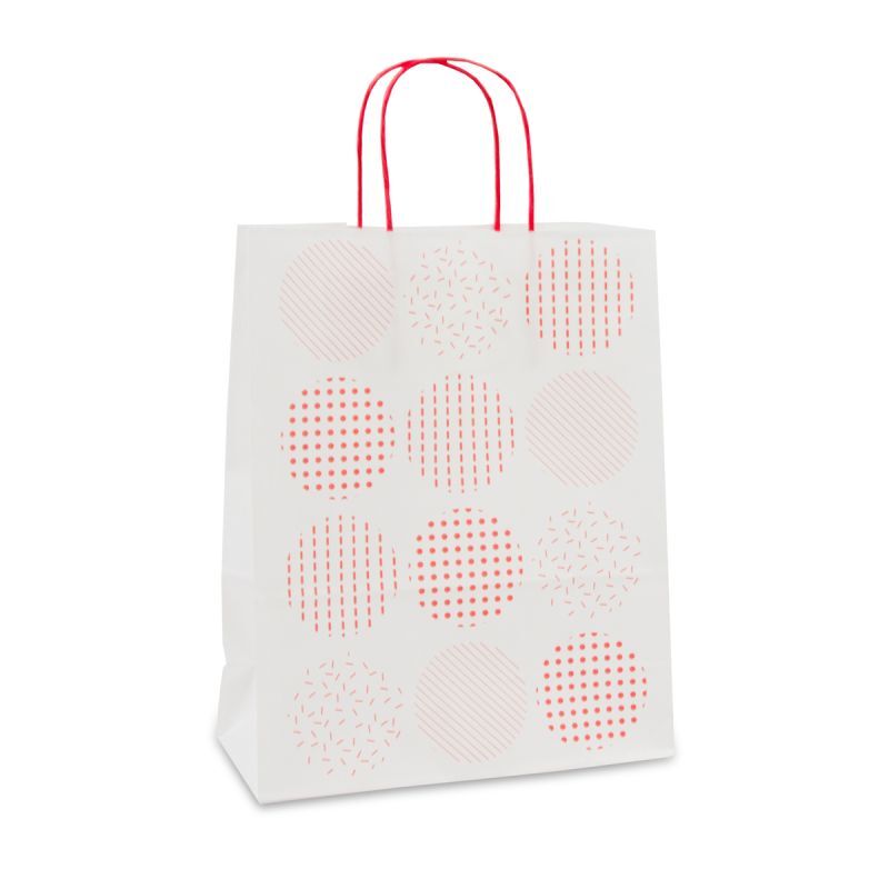 Shopper di carta intrecciate Cerchi 22+10x28 cm Bianco (250 pz) [FP-DPT109]