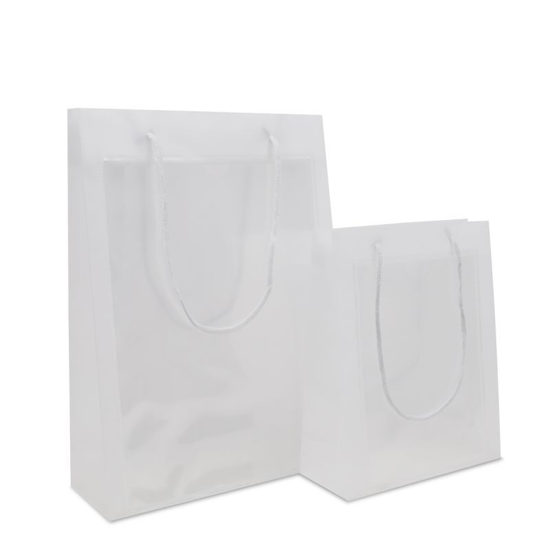 Buste shopper in plastica di lusso con finestra trasparente per formato A5 20+8x25 cm Semitrasparente (200 pz) [FP-DQC020]