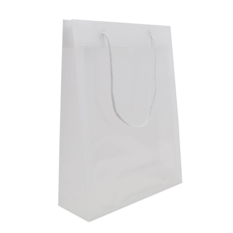 Buste shopper in plastica di lusso con finestra per documenti in formato A4 26+10x36 cm Semitrasparente (100 pz) [FP-DQC021]