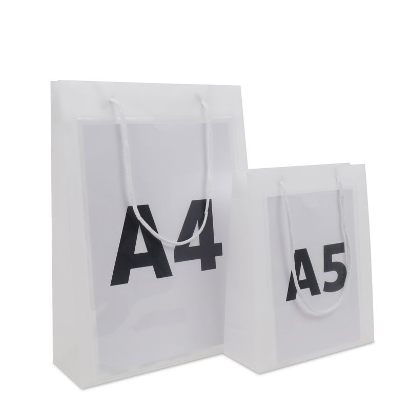 Buste shopper in plastica di lusso con finestra per documenti in formato A4 26+10x36 cm Semitrasparente (100 pz) [FP-DQC021]
