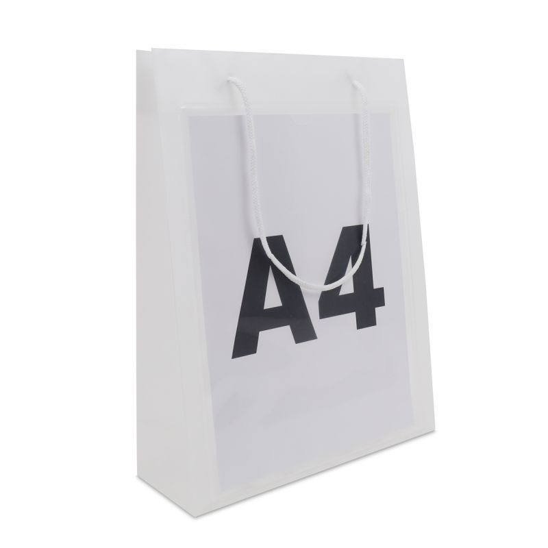 Buste shopper in plastica di lusso con finestra per documenti in formato A4 26+10x36 cm Semitrasparente (100 pz) [FP-DQC021]