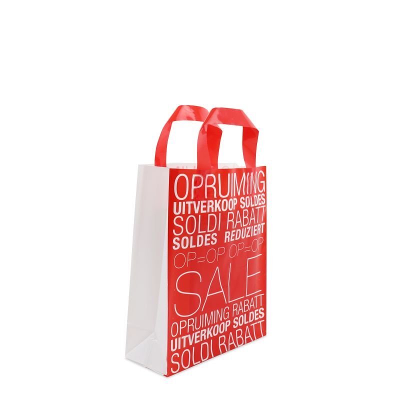 Borse con fondo a blocchi in plastica - Saldi 22+10x30 cm Rosso (250 pz) [FP-DQL008]