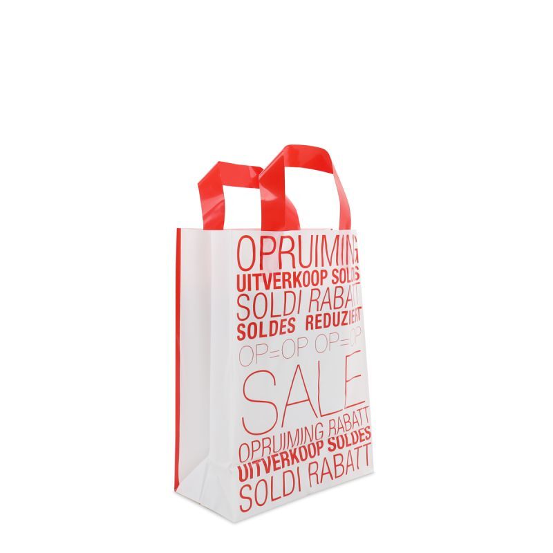 Borse con fondo a blocchi in plastica - Saldi 22+10x30 cm Rosso (250 pz) [FP-DQL008]