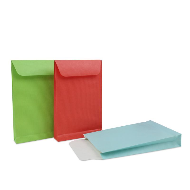 Sacchetti regalo di carta con chiusura a patta 12+3x19 cm Blu (1000 pz) [FP-FPK338]