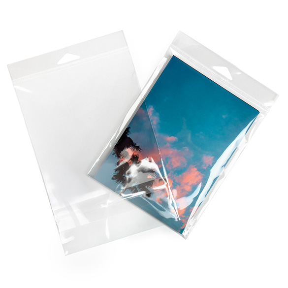 Sacchetti con foro di sospensione 14.8x19.1cm con chiusura di protezione (100 pezzi) [HB7B2PC]