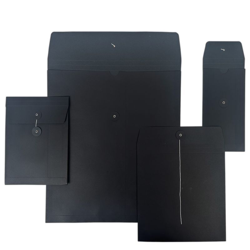 Portafatture in carta con chiusura giapponese 35x40+2x1,25 cm Nero (100 pz) [FP-JGB012]