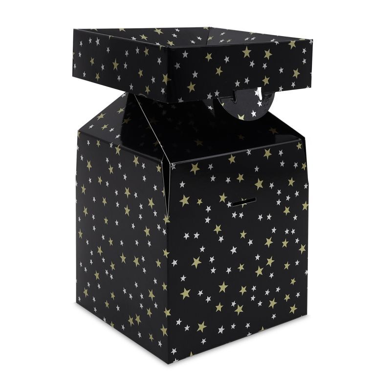 Scatole natalizie pop-up - Stelle 15x15x16 cm Nero (50 pz) [FP-KDS001]