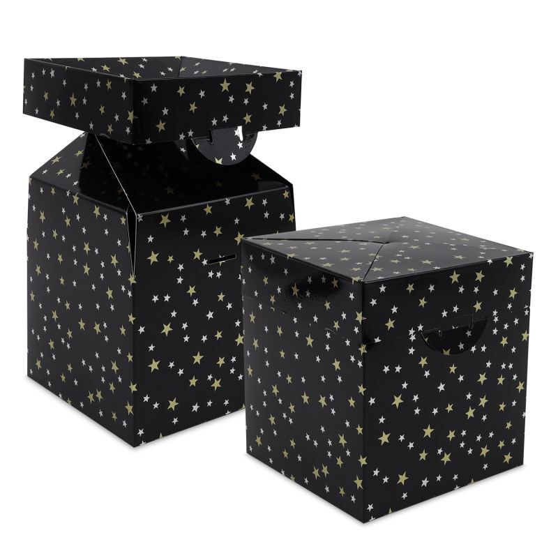 Scatole natalizie pop-up - Stelle 15x15x16 cm Nero (50 pz) [FP-KDS001]