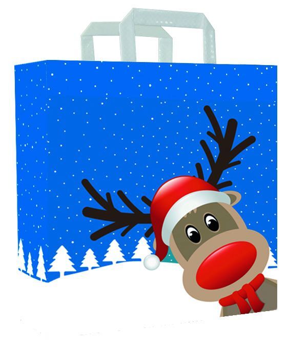Sacchetti di carta natalizi - Christmas Friends 26+12x35 cm Bianco (250 pz) [FP-KDT031]