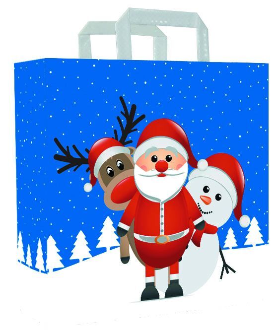 Sacchetti di carta natalizi - Christmas Friends 26+12x35 cm Bianco (250 pz) [FP-KDT031]