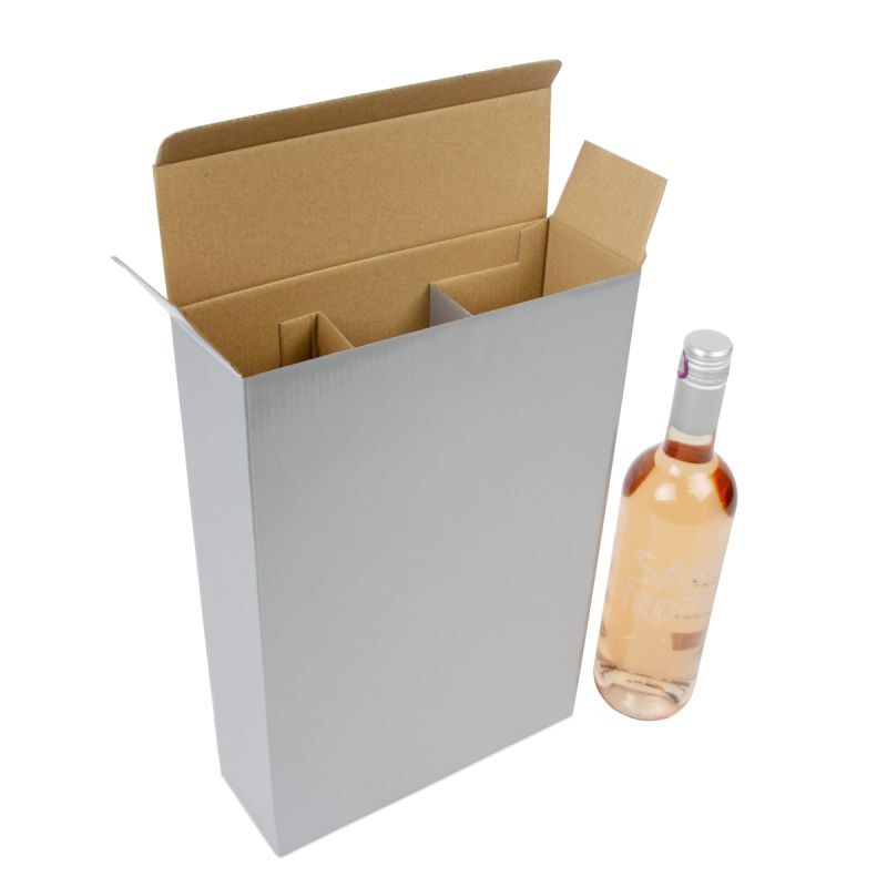 Scatole di cartone per bottiglie di vino 24x8x36 cm Argento (30 pz) [FP-VWL006]
