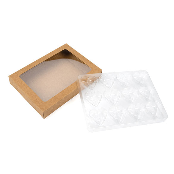 Scatole in carta kraft per pasticceria artigianale, cuore Inserti 10.2x2.1x13.8 cm (25 pezzi) [CNDYH271]