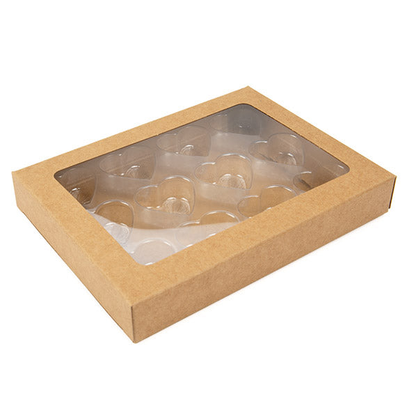 Scatole in carta kraft per pasticceria artigianale, cuore Inserti 10.2x2.1x13.8 cm (25 pezzi) [CNDYH271]
