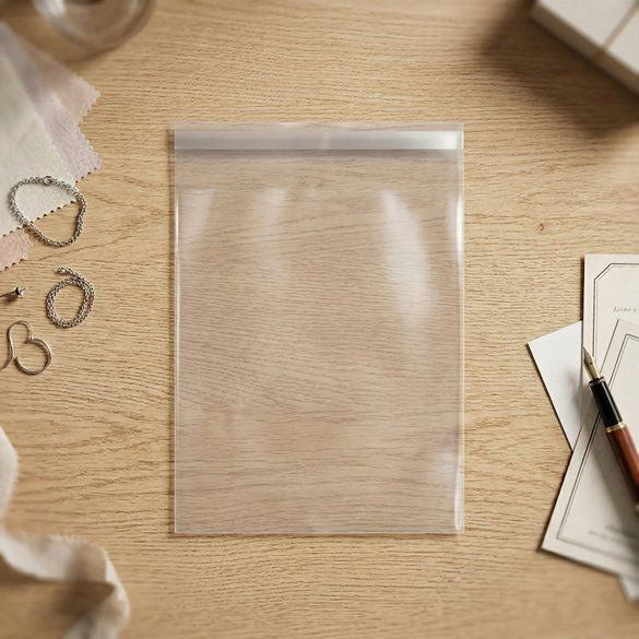 Sacchetto plastica 26,5x31,1cm con chiusura adesiva (100 pezzi) [B1012]