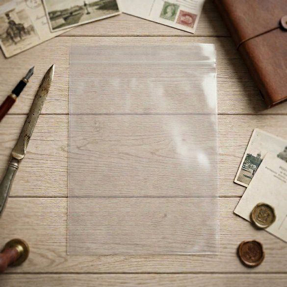 Sacchetto di plastica trasparente 34.1x43.8cm con chiusura adesiva (100 pezzi) [B1317]