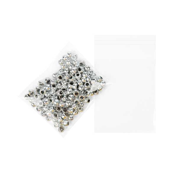 Sacchetto di plastica trasparente 8.6x10.2cm con chiusura adesiva (100 pezzi) [B34B]