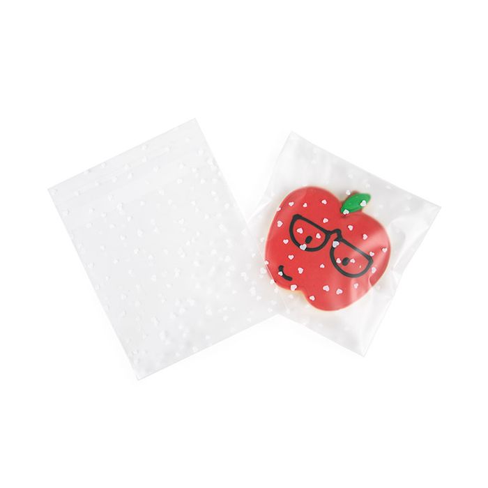 Smerigliato Sacchetto di plastica 12,7x12,7 cm con i cuori richiudibile (100 pz) [B55FH]