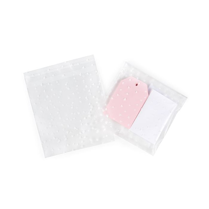 Smerigliato Sacchetto di plastica 14x14 cm con i cuori richiudibile (100 pz) [B55FHXL]