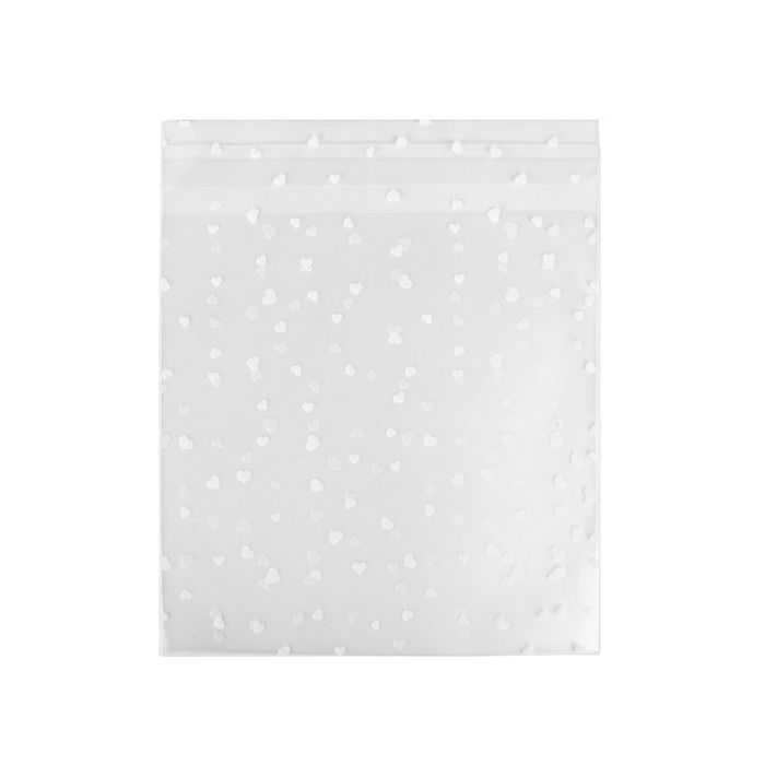 Smerigliato Sacchetto di plastica 14x14 cm con i cuori richiudibile (100 pz) [B55FHXL]