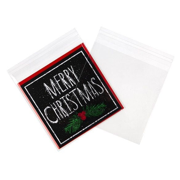 Sacchetto di plastica trasparente 14x13.5cm con chiusura adesiva (100 pezzi) [B5X5]