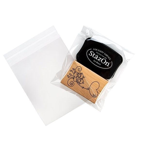 Sacchetto di plastica trasparente 14x16.5cm con chiusura adesiva (100 pezzi) [B5X6]