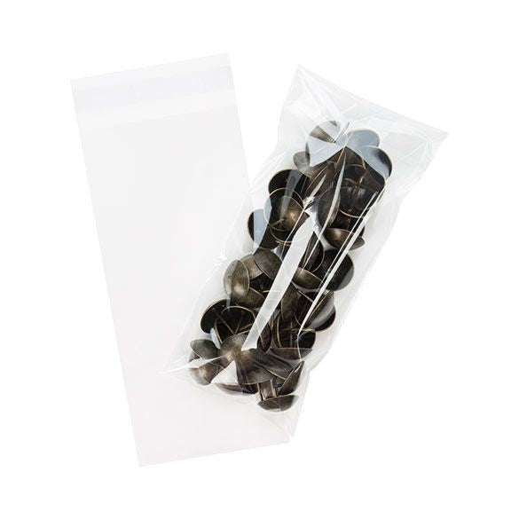 Sacchetto di plastica trasparente 9,6x21cm con chiusura adesiva (100 pezzi) [B83]