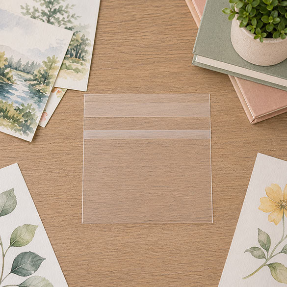 Sacchetto di plastica trasparente gran formato 22.7x14.7cm con chiusura adesiva (100 pezzi) [B9X5PC]