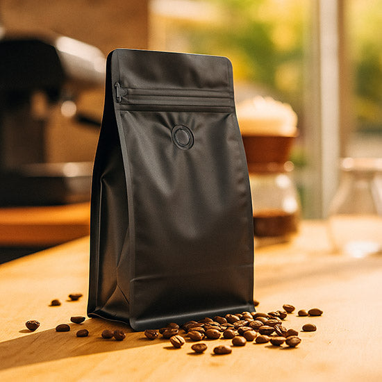 Sacchetto per caffè nero opaco con valvola 12,7x7,9x20,3 cm (50 pezzi) [BBC2MB]