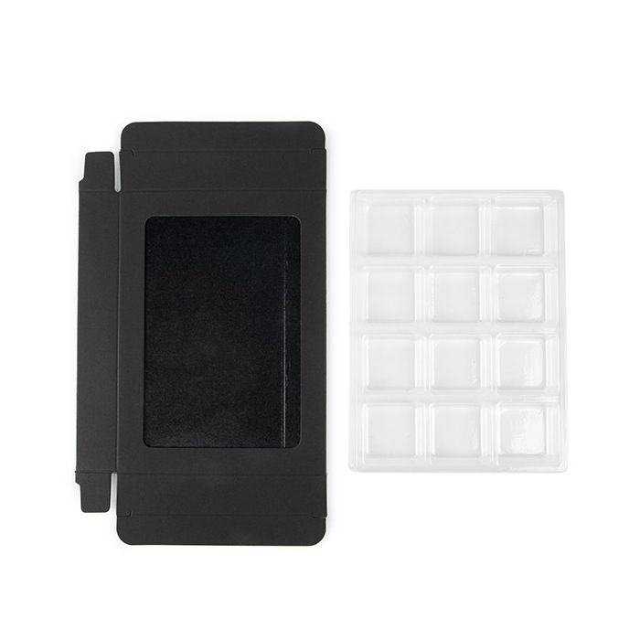 Scatole in carta kraft per pasticceria artigianale, Quadrato Inserti nero 10.2x2.1x13.8 cm (25 pezzi) [CNDY270B]