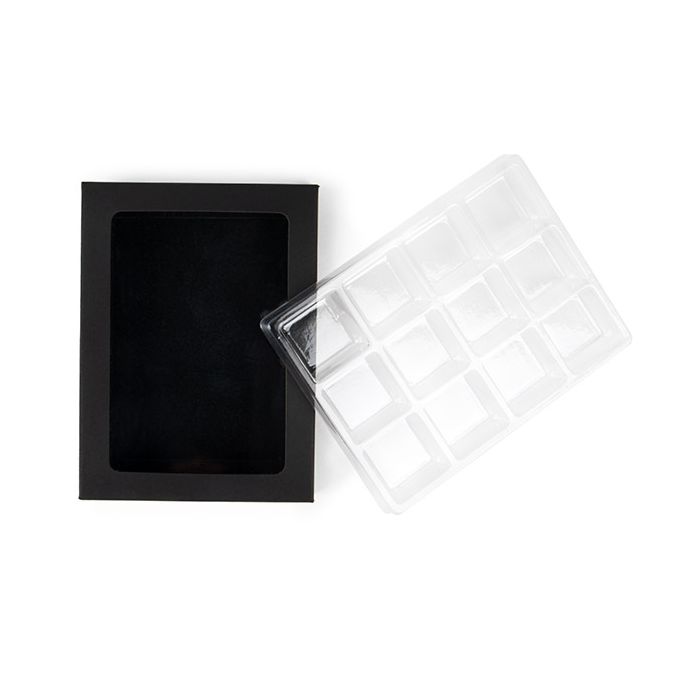 Scatole in carta kraft per pasticceria artigianale, Quadrato Inserti nero 10.2x2.1x13.8 cm (25 pezzi) [CNDY270B]