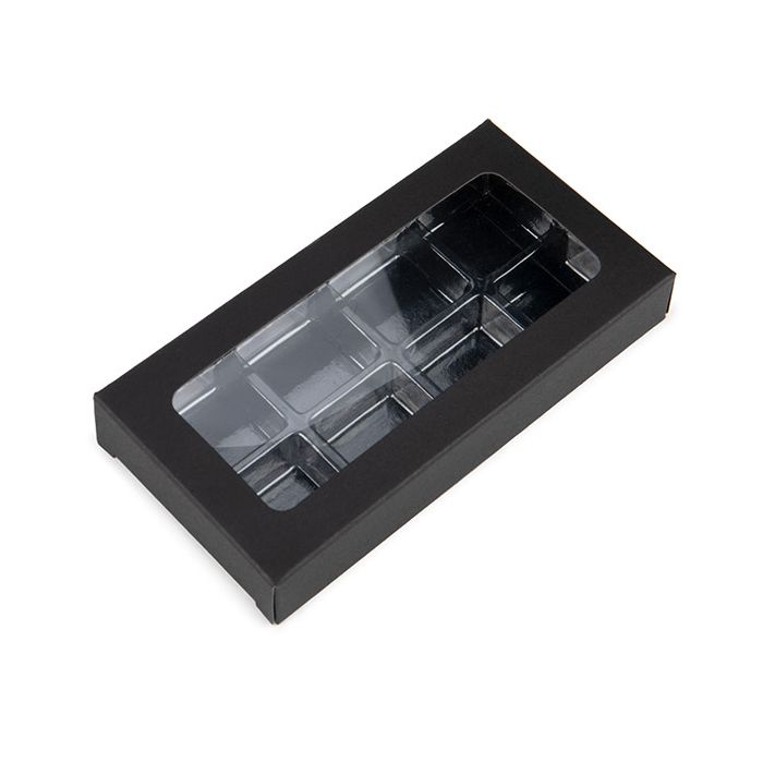 Scatole in carta kraft per pasticceria artigianale, Quadrato Inserti nero 7x2.1x13.8 cm (25 pezzi) [CNDY272B]