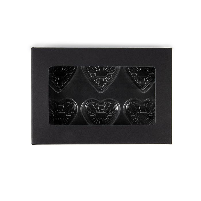 Black Kraft Artisan Candy Box Set, Heart Insert 7x2.1x10.3 cm (25 pieces) [CNDYH274B]
